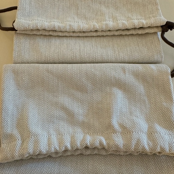 HERMES Authentic Shoe Dust Storage Bag Herringbone Drawstring Logo 15.5” x 8.75” - Picture 10 of 11